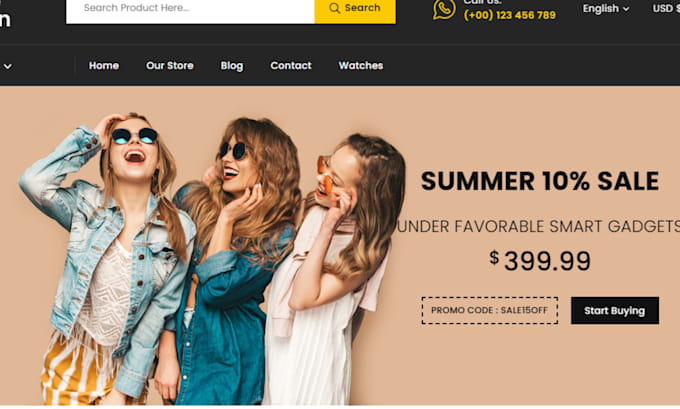 Gig Preview - Design fashion ecommerce clothing website apparel website clothing shopify store