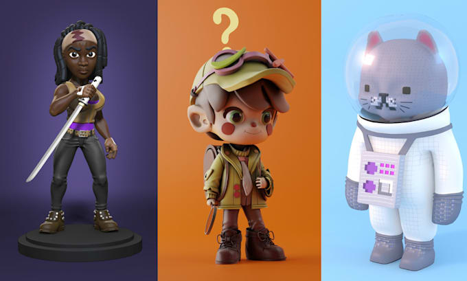 Gig Preview - Do 3d character toy chibi anime minature animal action figure model for printing