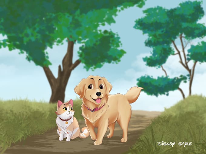 Gig Preview - Create a magical disney style illustration of your pet