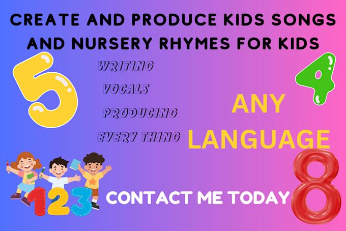 Gig Preview - Create original kids songs and nursery rhymes for children