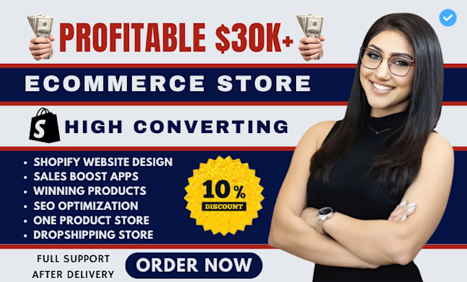 Gig Preview - Do shopify website design, shopify website redesign, shopify dropshipping store