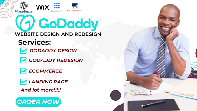 Gig Preview - Design, redesign your godaddy website, odoo website, bluehost, wix or wordpress