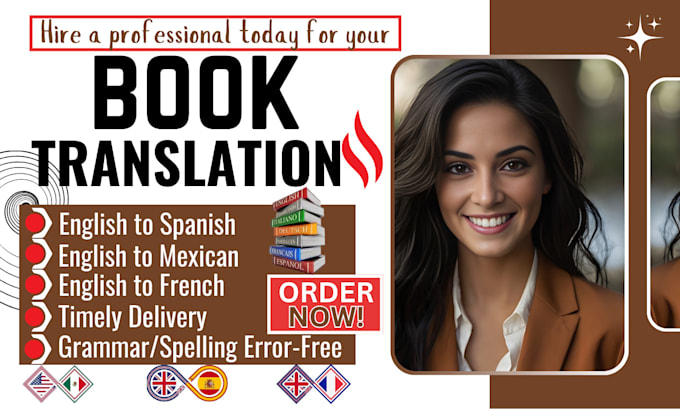 Gig Preview - Translate your ebook writing from english to spanish, mexican, or french