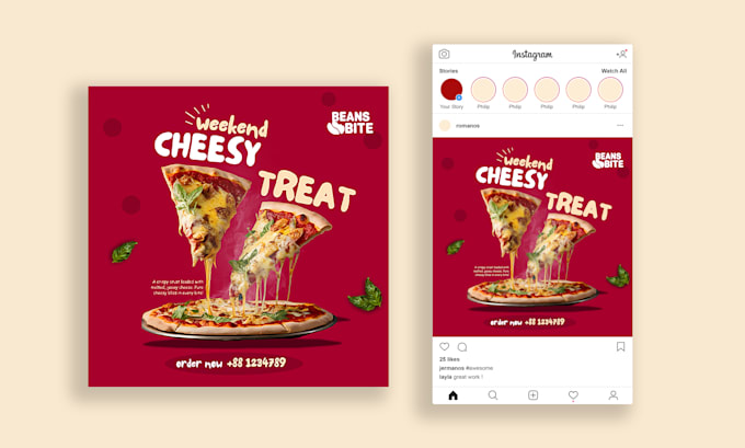 Gig Preview - Design food menu, food ads, food poster for instagram post