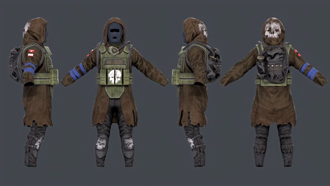 Gig Preview - Customize assets for dayz server,gears armor skin for 3d model,reskin,wearables