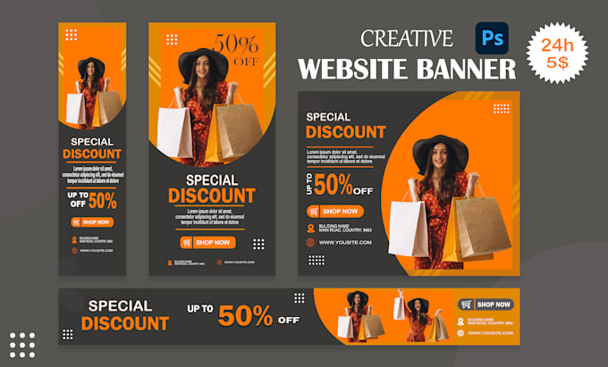 Gig Preview - Design web and google banner ads, product banner, fashion banner, facebook ads