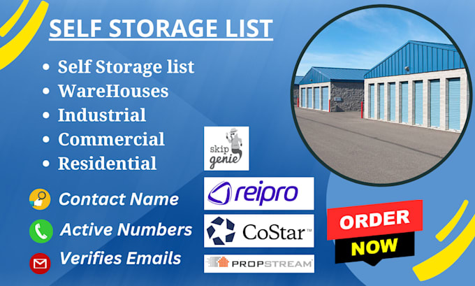 Gig Preview - Provide self storage property list with skip tracing