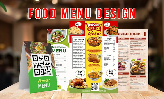 Gig Preview - Design quick food menu bifold bar cafe menu price menu checklist table tent menu