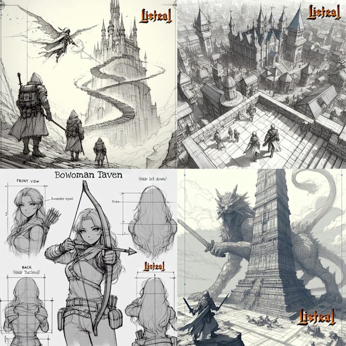 Bestseller - create highly detailed pencil sketch concept art