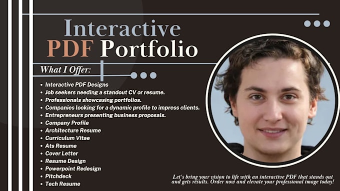 Gig Preview - Design an interactive PDF portfolio, CV, resume, software, company profile