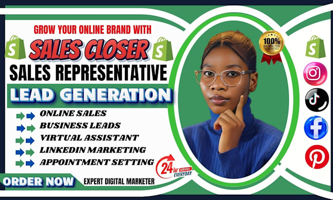 Gig Preview - Be your expert sales representative, virtual assistant sales closer, sales agent