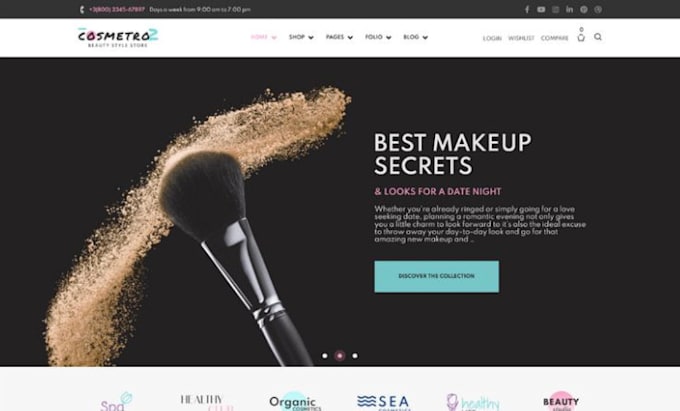 Gig Preview - Design beauty website, cosmetic shopify store, salon website, spa website