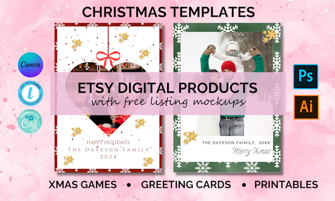 Gig Preview - Create etsy digital product, christmas cards, christmas trivia games, etsy store