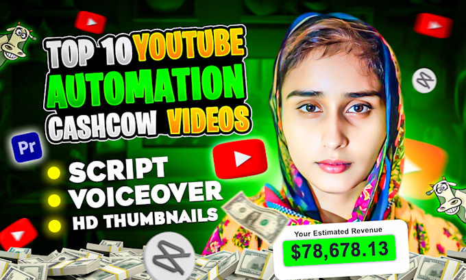 Gig Preview - Create top 10 cash cow faceless youtube automation videos