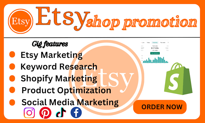 Gig Preview - Promote etsy shop shopify marketing etsy traffic etsy seo to boost etsy sales