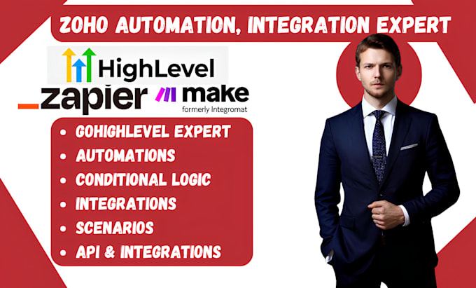 Gig Preview - Be gohighlevel automation expert with zapier, make integromat scenario, workflow