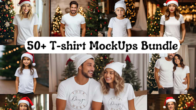 Gig Preview - Provide 50 christmas shirt mockup bundle holiday tshirt mockups