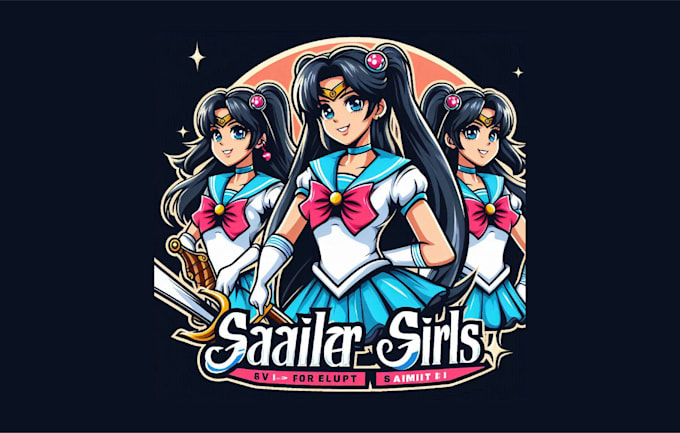 Gig Preview - Create an sailor girls esport mascot logo in illustrator