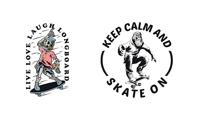 Gig Preview - Design vintage skeleton skate logo with illustration