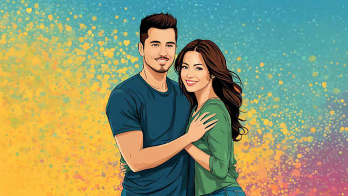 Gig Preview - Create couples art vector portrait