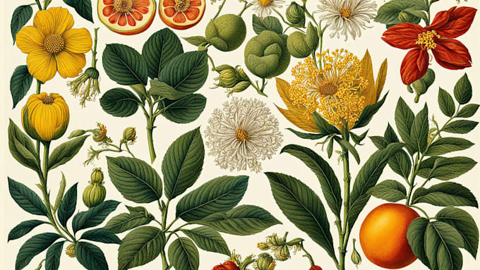 Gig Preview - Draw botanical illustrations of flowers, plants, fruits