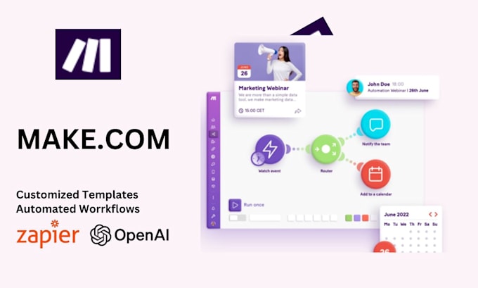 Gig Preview - Make com automation made com API integration zapier integromat webhooks n8n