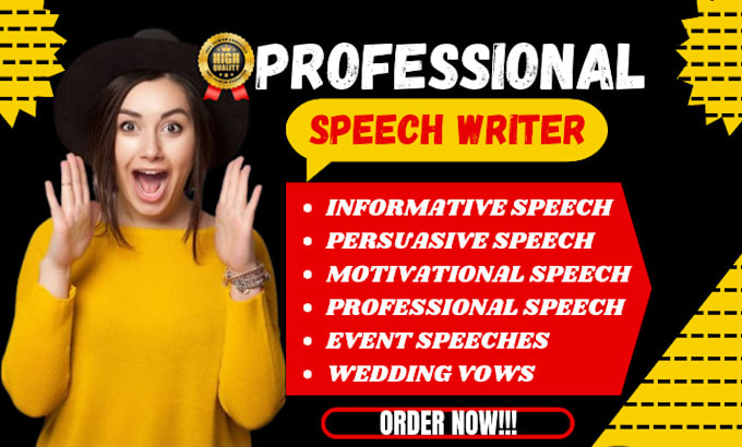 Gig Preview - Write informative speech, persuasive speech, best man speech motivational speech