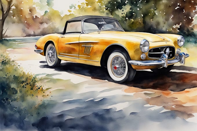 Gig Preview - Do a car watercolor portrait from your photo