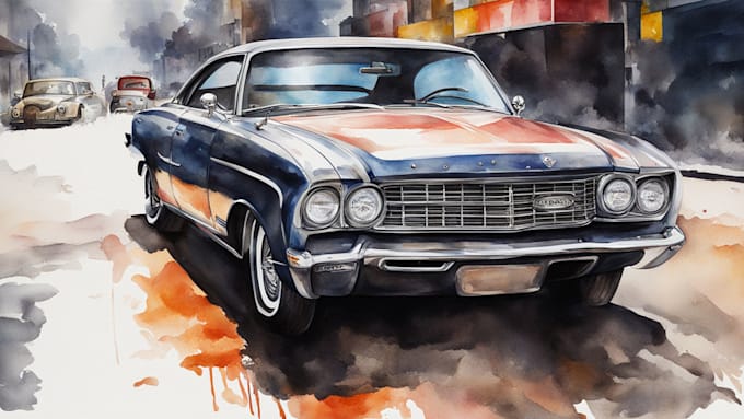 Bestseller - create custom watercolor car portrait, painting from photo