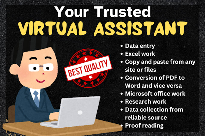 Gig Preview - Be your virtual assistant for data entry, PDF to text and excel data entry