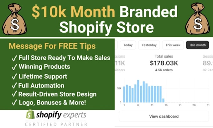 Gig Preview - Build a high converting dropshipping shopify store website