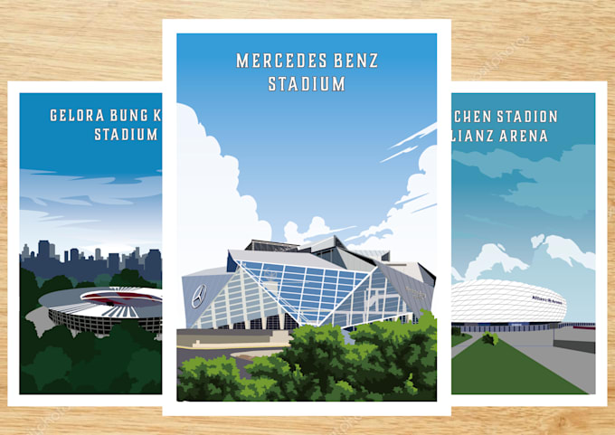 Gig Preview - Make football stadium illustrations poster nicely