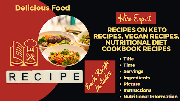 Gig Preview - Write recipes on keto recipes, vegan recipes, nutritional diet cookbook recipes