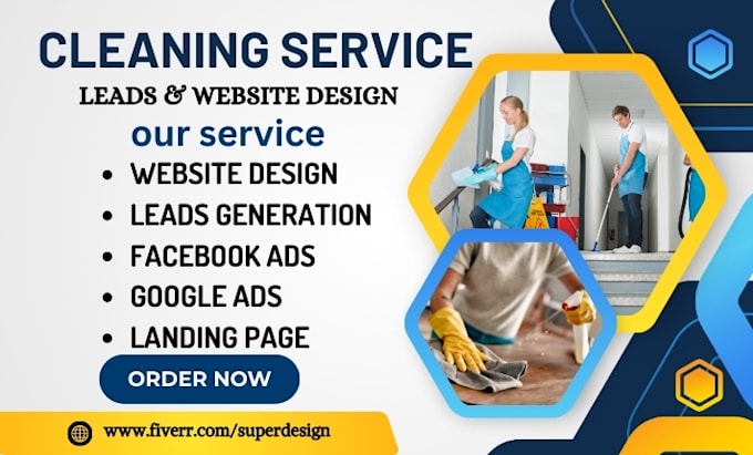 Gig Preview - Generate cleaning leads, commercial, cleaning or residential cleaning website