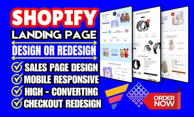 Gig Preview - Design checkout pagefly shopify gempages sales landing page shopify redesign