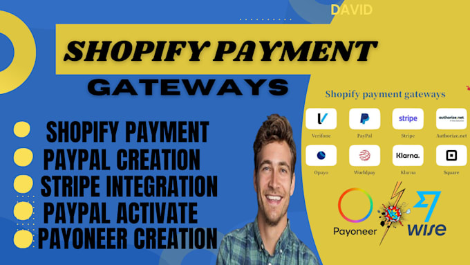 Gig Preview - Create shopify payment gateway paypal wise payoneer and square, stripe