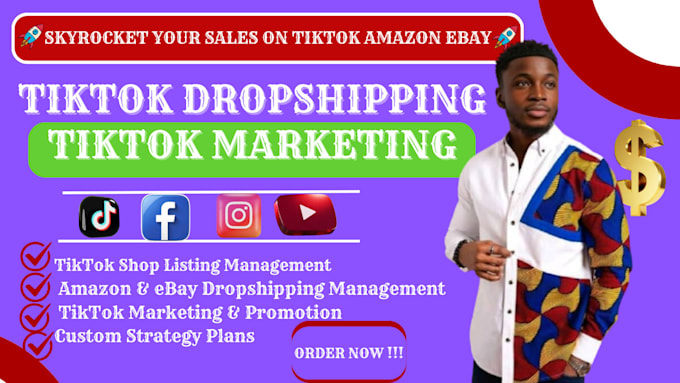 Gig Preview - Manage tiktok shop listing, amazon ebay tiktok dropshipping or tiktok marketing