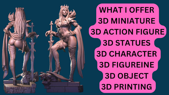 Gig Preview - Sculpt 3d model, miniature, statue, fantasy 3d model, warhammer for 3d printing