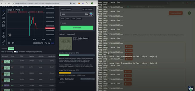 Gig Preview - Build pump fun bot, volume bot, holder bot, trading bot on evm, solana, tron ton