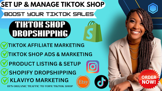 Gig Preview - Setup and mange tiktok shop dropshipping, tiktok marketing ads, video promotion