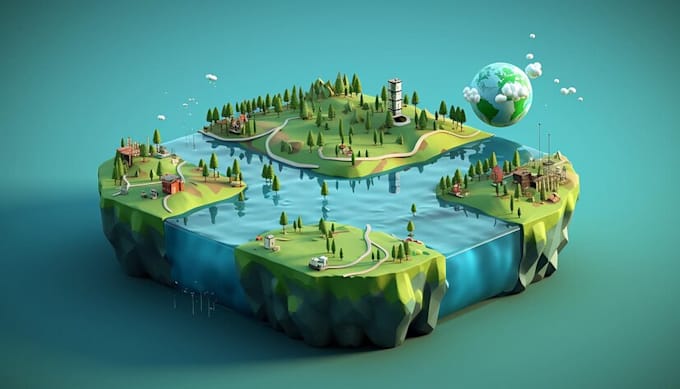 Gig Preview - Create 3d isometric scenes, lowpoly 3d environment and assets for games