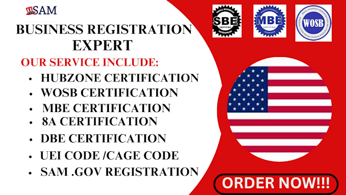 Gig Preview - Register your business as mbe wosb dbe 8a sdvosb 501c3 registration samgov