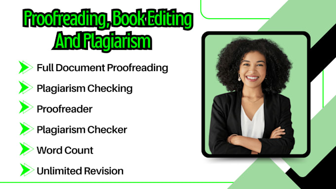 Gig Preview - Do plagiarism checking, proofreading, any of content or text and book editing