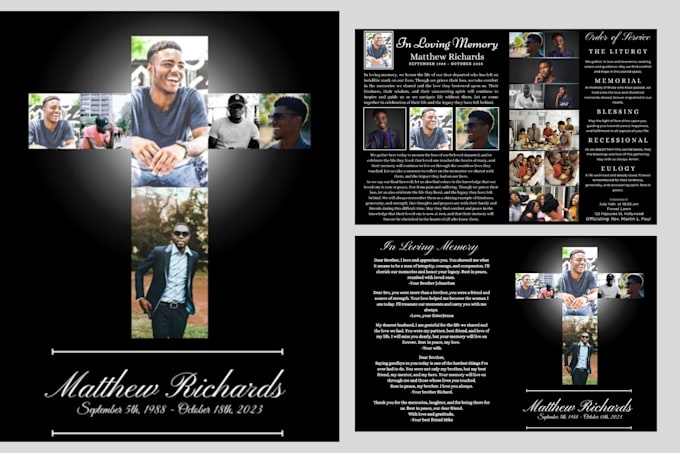 Gig Preview - Create obituary program, funeral program, or personalized memorial design