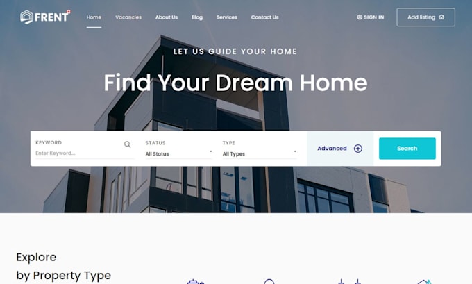 Gig Preview - Build property management website, appfolio, buildium, airbnb, vacation website