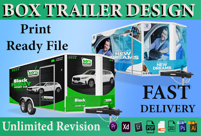 Gig Preview - Do box trailer wrap design, vehicle wrap design, van wrap design, car wrap