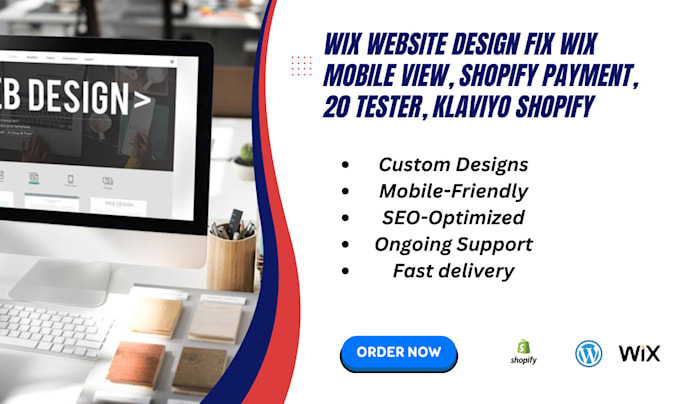 Gig Preview - Wix website design fix wix mobile view, shopify payment, 20 tester, shopify