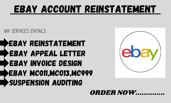 Gig Preview - Do ebay reinstatement ebay account reinstatement ebay mc011 ebay reopen