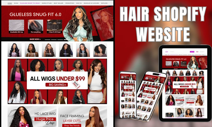 Gig Preview - Hair extension website hair extension shopify store hair extension website