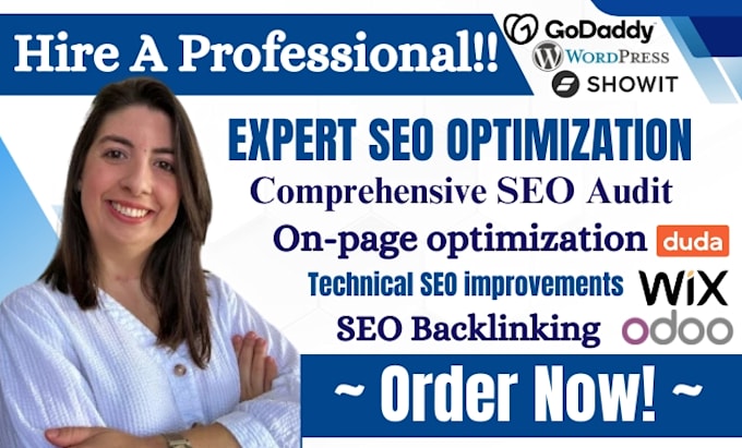 Gig Preview - Do SEO optimization for your wix, wordpress, godaddy, duda, showit, odoo website